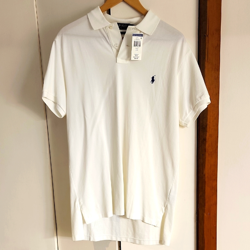 Polo by Ralph Lauren Classic White Cotton Polo Shirt size L